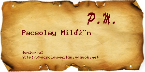 Pacsolay Milán névjegykártya